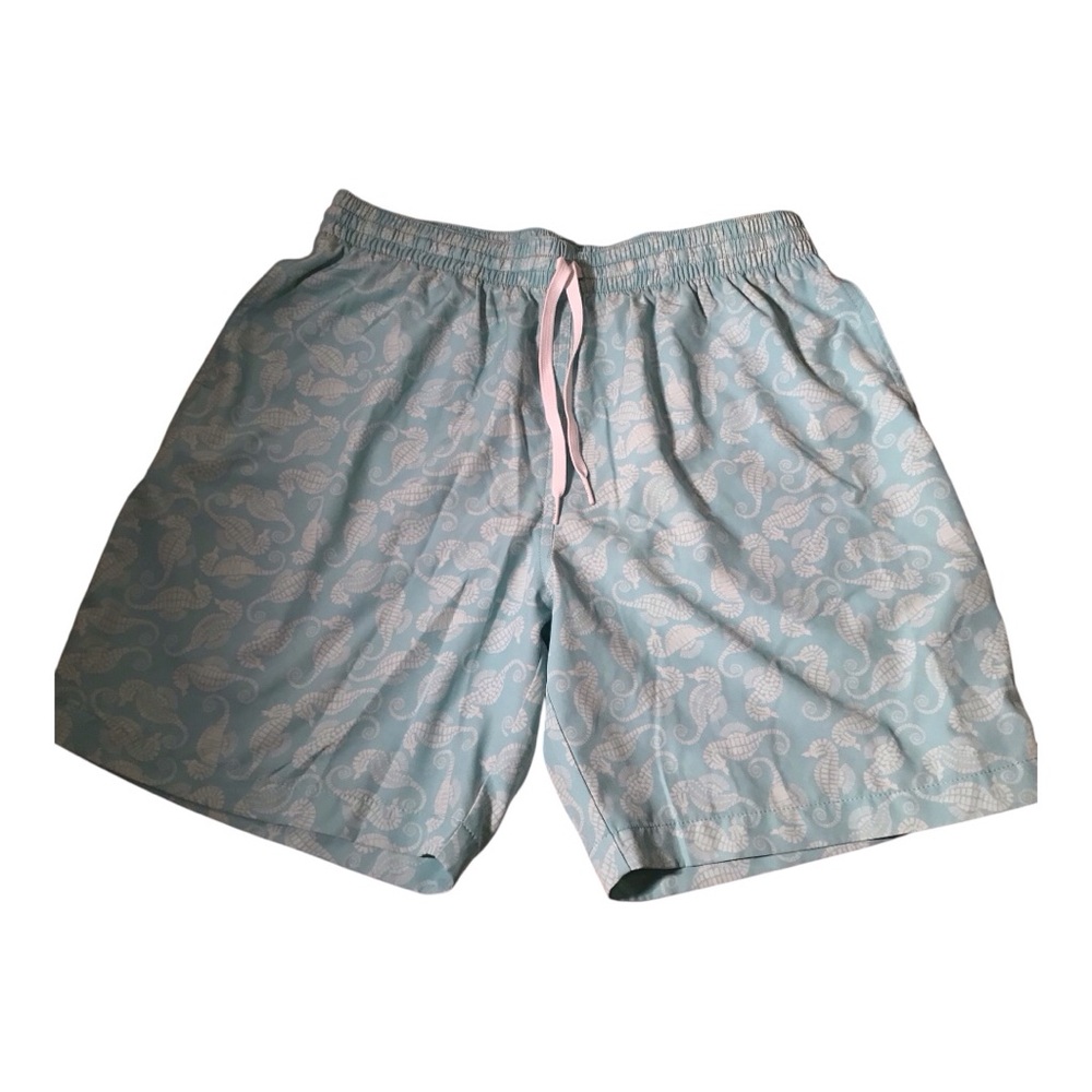 Chubbies Aqua Blue Swim Shorts with Seahorse Pattern